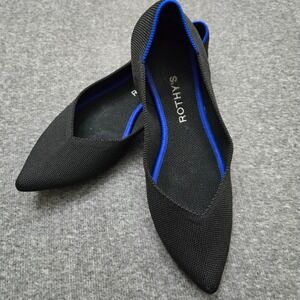 Rothys Pointed Toe Flats Black Knit Womens Size 8.5 Casual Minimalist Capsule
